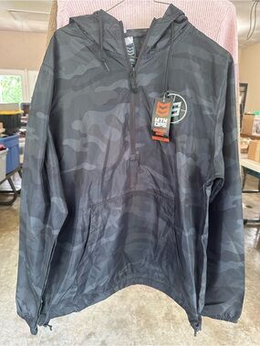MTN OPS Men's Black Camo Lightweight Hooded Windbreaker